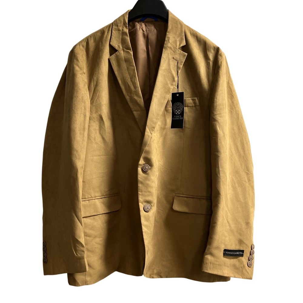 Vince Camuto Blazer Mens XL Brown Faux Suede‎ Jacket Sports Coat Office Career